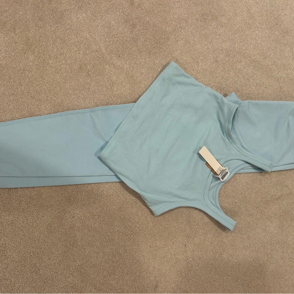 Light Blue Sleeveless Top and Pants Set